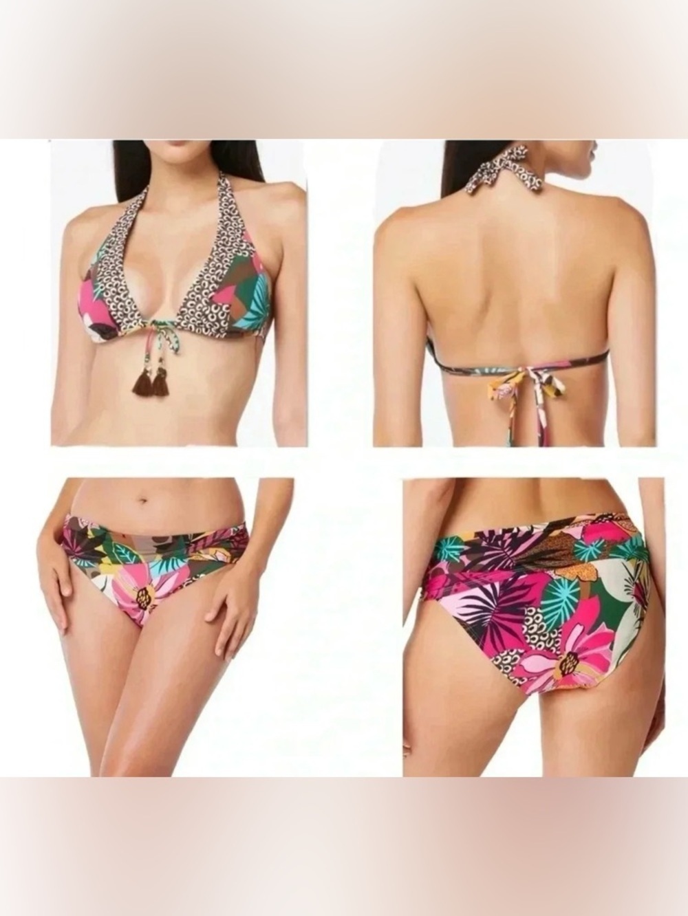 BLEU ROD BEATTIE Tall Triangle Run Wild Bikini Top and Bikini Bottom Size 6